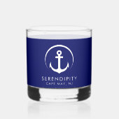 Moderne Ankerboot Logo Navy Blue Whisky Glas (Achterkant)