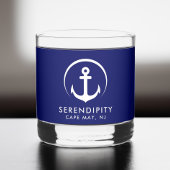 Moderne Ankerboot Logo Navy Blue Whisky Glas