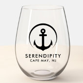 Moderne Ankerboot Logo Wijnglas Zonder Voet