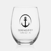 Moderne Ankerboot Logo Wijnglas Zonder Voet (Voorkant)