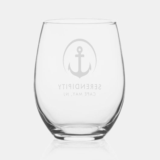 Moderne Ankerboot Logo Wijnglas Zonder Voet (Achterkant)