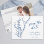 Moderne Annapolis Chesapeake Bay kaart Bruiloft<br><div class="desc">Help uw gasten om hun kalenders voor uw Annapolis-viering te markeren met onze elegante marineblauwe kaart van Chesapeake Bay om de datum op te slaan. Dit moderne, minimalistische ontwerp is perfect voor uw bruiloft op iconische locaties zoals USNA Wedding Chapel, Chesapeake Bay Beach Club, Historic Inns of Annapolis, Loews Annapolis...</div>