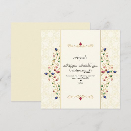 Moderne Annaprashan eerste rijst ceremonie Bedankkaart (Voorkant / Achterkant)