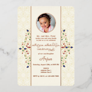 Moderne Annaprashan eerste rijst ceremonie foto Folie Uitnodiging