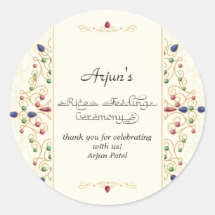 Moderne Annaprashan eerste rijst ceremonie Ronde Sticker