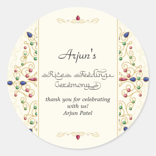 Moderne Annaprashan eerste rijst ceremonie Ronde Sticker (Voorkant)