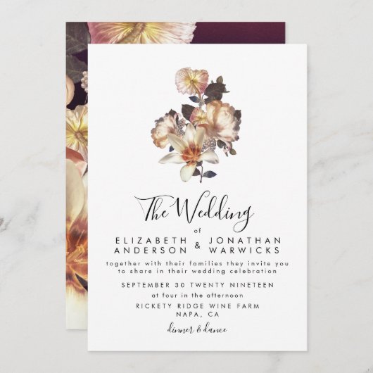 Moderne Antiek uitnodiging voor het huwelijk (Voorkant / Achterkant)