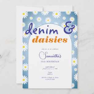 Moderne Any Age Arch Denim Daisies Zomerverjaardag Kaart