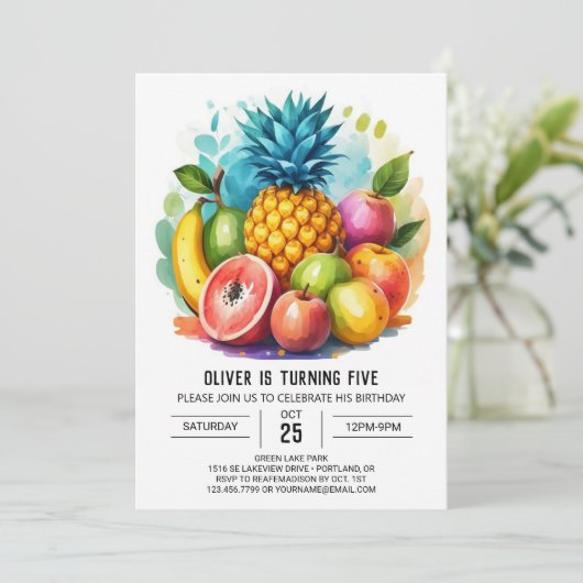 Moderne appel sappige vruchten verjaardag kaart (Staand voorkant)