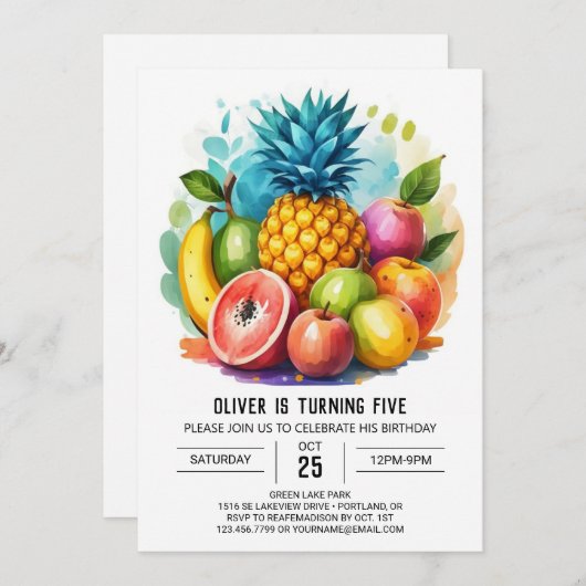 Moderne appel sappige vruchten verjaardag kaart (Voorkant / Achterkant)