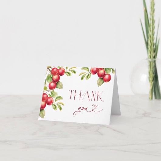 Moderne Apple Vrijgezellenfeest Rustic bedankkaart (Voorkant)