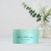 Moderne aqua blauw groen kapsalon make-up artiest visitekaartje (Staand voorkant)