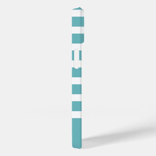 Moderne Aqua Blauwe en Witte Streep met Monogram Case-Mate iPhone Case (Achterkant / Rechts)