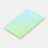 Moderne Aqua Blauwe Groene Ombre Script Post-it® Notes (Schuin)