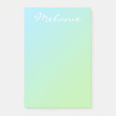 Moderne Aqua Blauwe Groene Ombre Script Post-it® Notes (Voorkant)