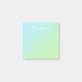 Moderne Aqua Blauwe Groene Ombre Script Post-it® Notes (Voorkant)