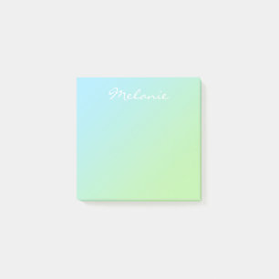 Moderne Aqua Blauwe Groene Ombre Script Post-it® Notes