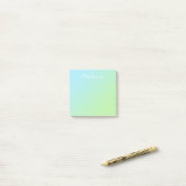 Moderne Aqua Blauwe Groene Ombre Script Post-it® Notes (Op bureau)