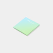Moderne Aqua Blauwe Groene Ombre Script Post-it® Notes (Schuin)