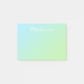 Moderne Aqua Blauwe Groene Ombre Script Post-it® Notes (Voorkant)