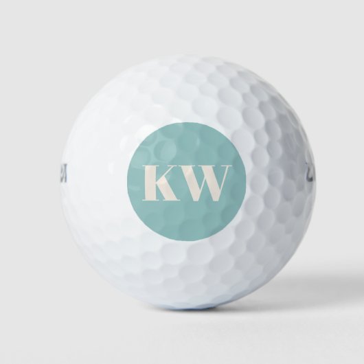 Moderne Aqua Blauwe Monogram Eerste Letters Gepers Golfballen (Voorkant)