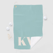 Moderne Aqua Blauwe Monogram Eerste Letters Gepers Golfhanddoek (Insitu)