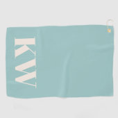 Moderne Aqua Blauwe Monogram Eerste Letters Gepers Golfhanddoek (Horizontaal)