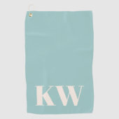 Moderne Aqua Blauwe Monogram Eerste Letters Gepers Golfhanddoek (Voorkant)