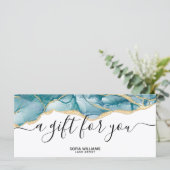 Moderne Aqua Blauwgroen Certificate Cadeaukaart Vo (Staand voorkant)