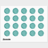 Moderne Aqua Blauwgroen Wax Seal Monogram Sticker (Vel)