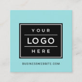 Moderne Aqua Blue Custom Business Logo Vierkante Visitekaartje (Voorkant)