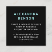 Moderne Aqua Blue Custom Business Logo Vierkante Visitekaartje (Achterkant)