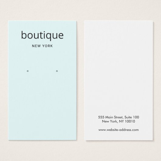 Moderne Aqua Blue Long Earring Display Kaart (Voorkant /achterkant)