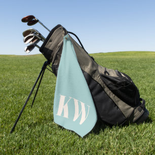 Moderne Aqua Blue Monogram Initialen gepersonalise Golfhanddoek
