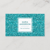 Moderne Aqua Blue Sequins Glitter Make-up Artist Visitekaartje (Voorkant)