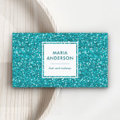 Moderne Aqua Blue Sequins Glitter Make-up Artist Visitekaartje