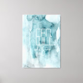 Moderne Aqua Blue Waterverf was Inspire Quote Canvas Afdruk (Voorkant)