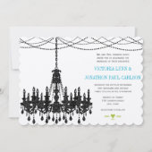  moderne Aqua Chandelier Wedding Invitations Kaart (Voorkant)