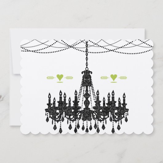  moderne Aqua Chandelier Wedding Invitations Kaart (Achterkant)