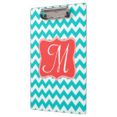 Moderne Aqua Chevron Monogram Initiaal Clip Board Klembord (Links)