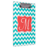 Moderne Aqua Chevron Monogram Initiaal Clip Board Klembord (Rechts)