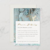 MODERNE AQUA DONKERBLAUWE GOUDEN AGATE-BRUILOFTSDE INFORMATIEKAARTJE (Voorkant / Achterkant)