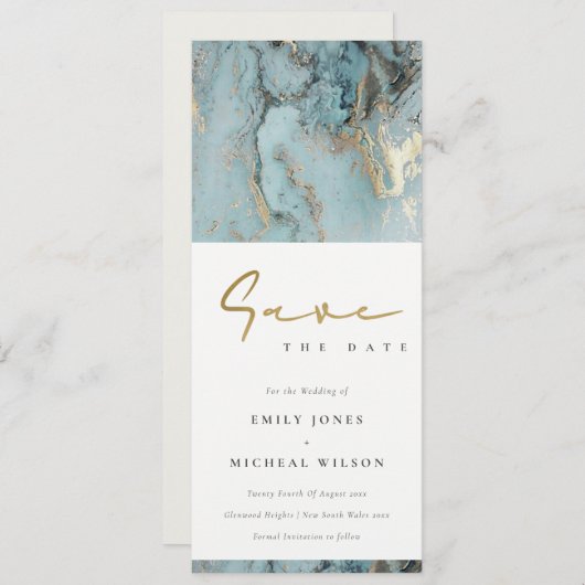 MODERNE AQUA DONKERE BLAUWE GOUDEN AGATE BEWAAR DE KAART (Voorkant / Achterkant)