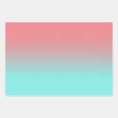 Moderne Aqua en Koraal Gradiënt Inpakpapier Vel (Voorkant 2)