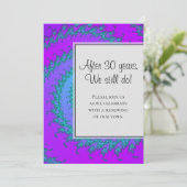 Moderne Aqua en Paarse Fractal Pattern Vow Vernieu Kaart (Staand voorkant)