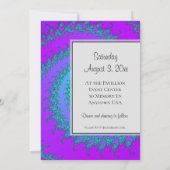Moderne Aqua en Paarse Fractal Pattern Vow Vernieu Kaart (Achterkant)