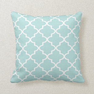 Moderne Aqua en witte Marokkaanse Quatrefoil Kussen