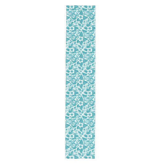 Moderne Aqua Floral Medium Tafelloper (Voorkant)