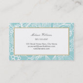 Moderne Aqua Floral Visitekaartjes (Achterkant)