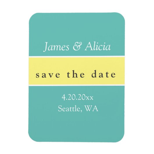 Moderne Aqua & Geel sparen de Datum Magneet (Verticaal)